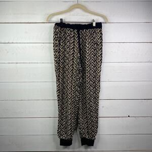 JOE B Black & Tan Aztec Herringbone Lounge Jogger‎ Pants Size Medium